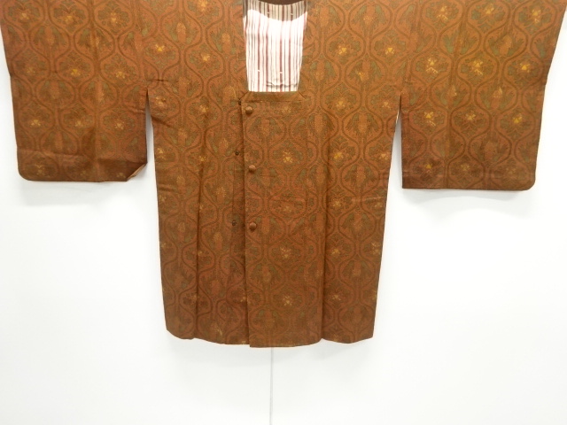 縮緬地向かい鳥模様道行コート